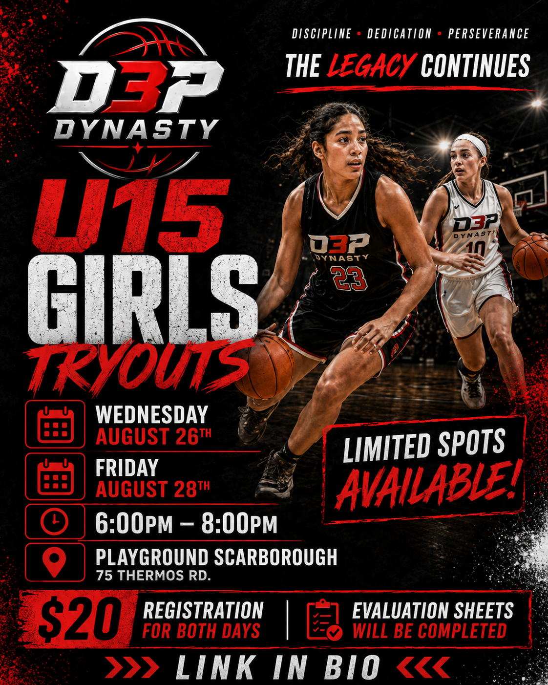 D3P Dynasty U15 Girls tryouts at Playground Scarborough
